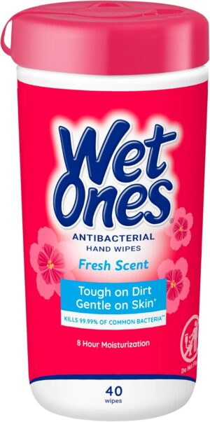 Wet Ones Antibacterial Hand Wipes, Fresh Scent, Packaging May Vary, White, 40 Count