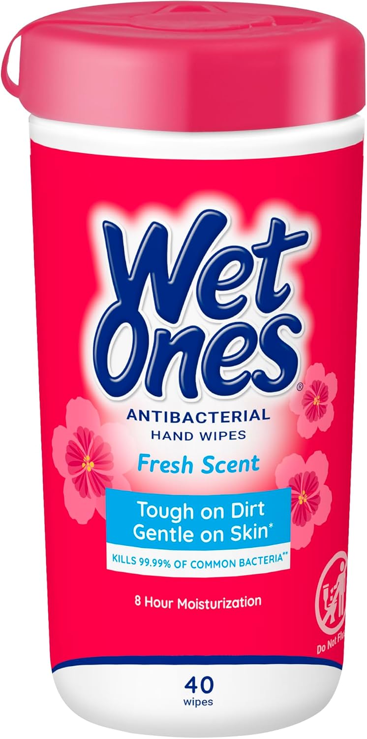 Wet Ones Antibacterial Hand Wipes, Fresh Scent, Packaging May Vary, White, 40 Count