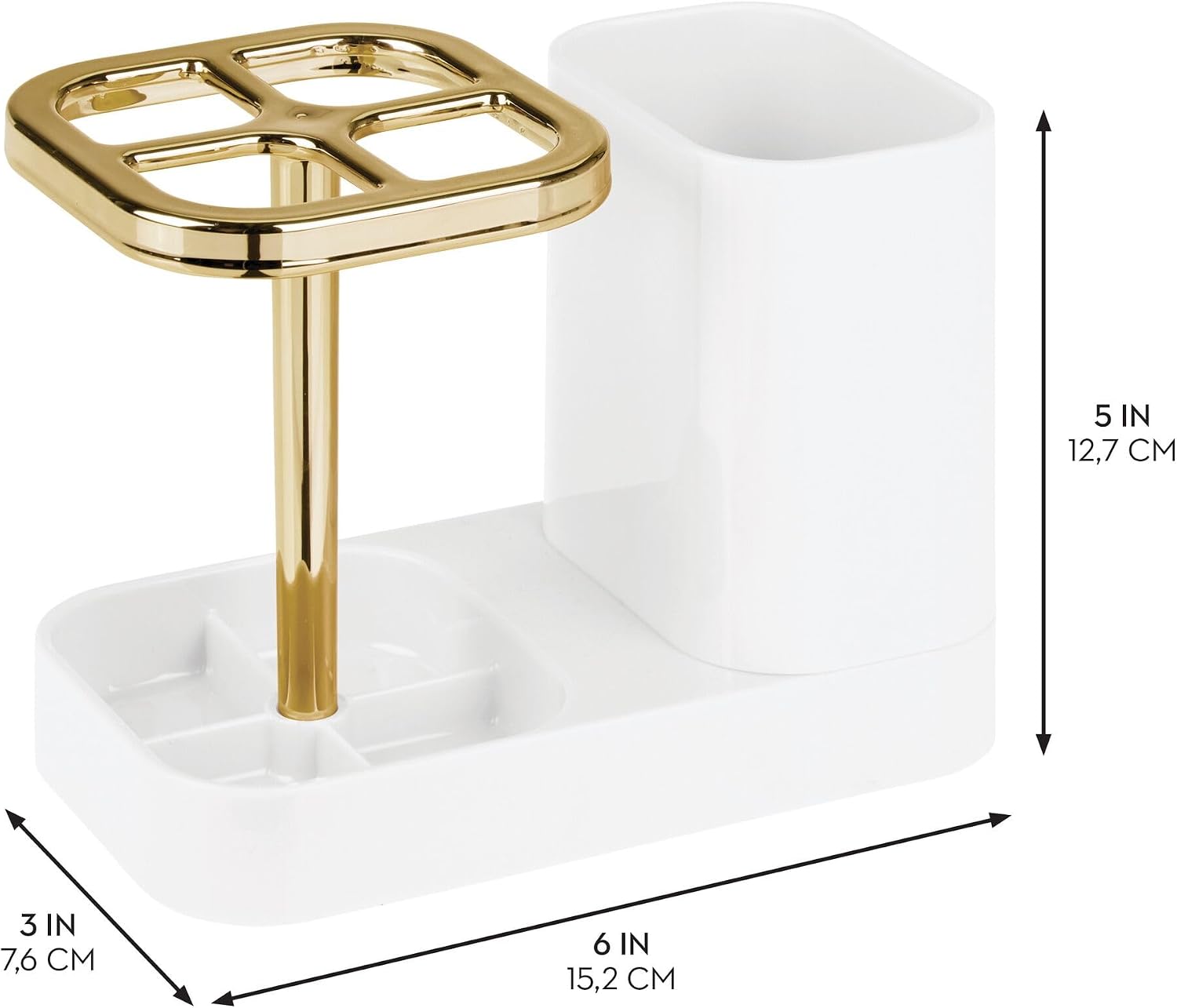 iDesign Toothbrush Holder, White/Gold - Image 2