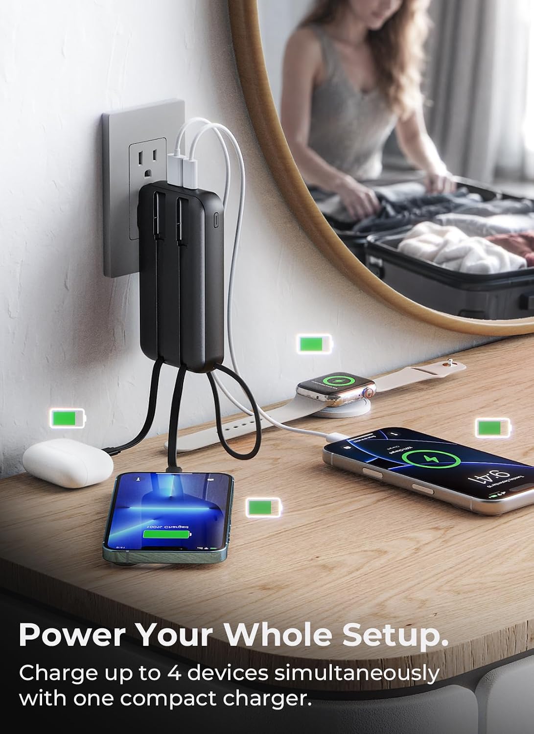 Portable Charger 50000mAh, Power Bank with Built-in Cables & Wall Plug - Image 6