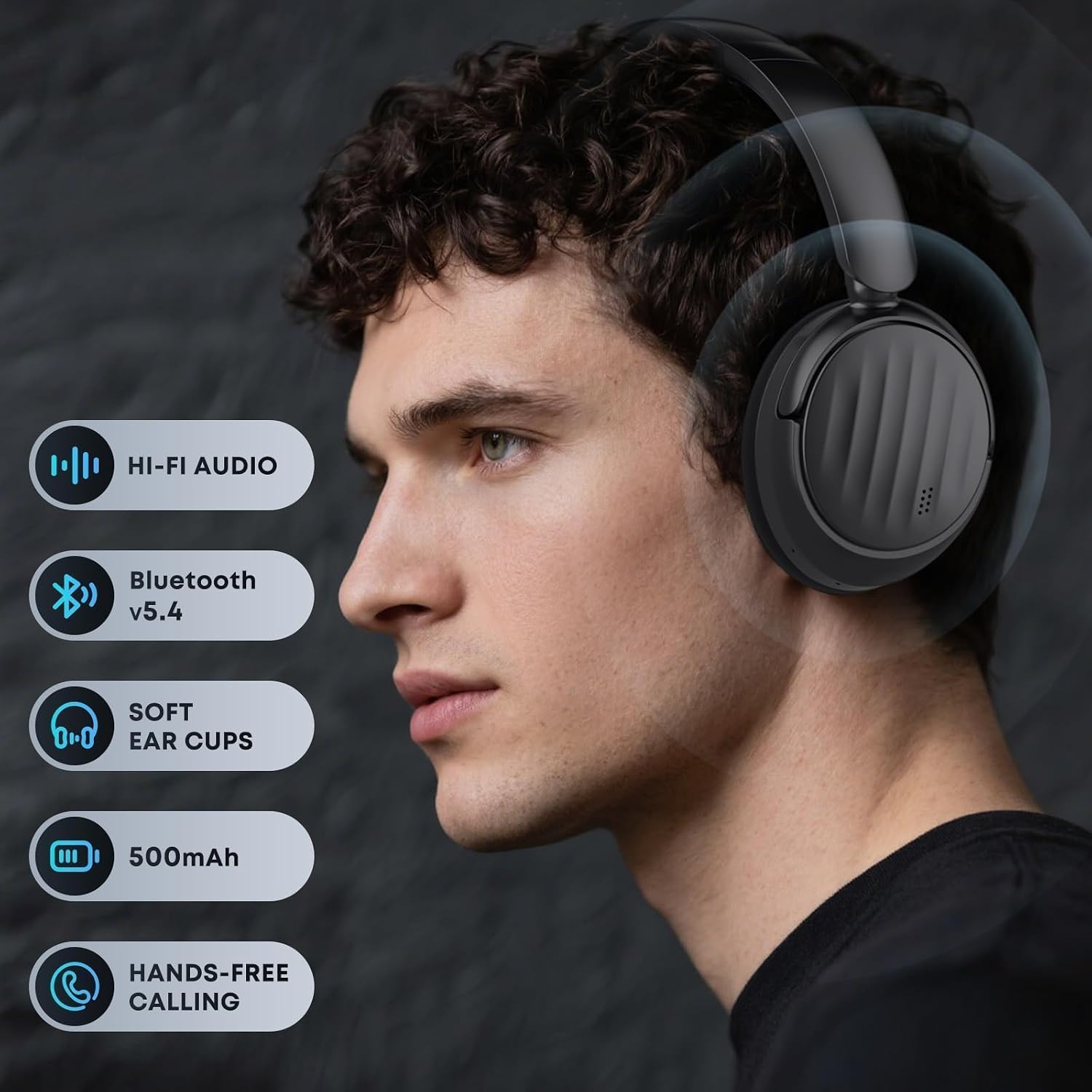 Bluetooth Headphones, Hybrid Active Noise Cancelling Over Ear Headphones - Image 2