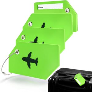 4 Pack Silicone Luggage Tag for Suitcases, Travel Bags TSA Approved, Green