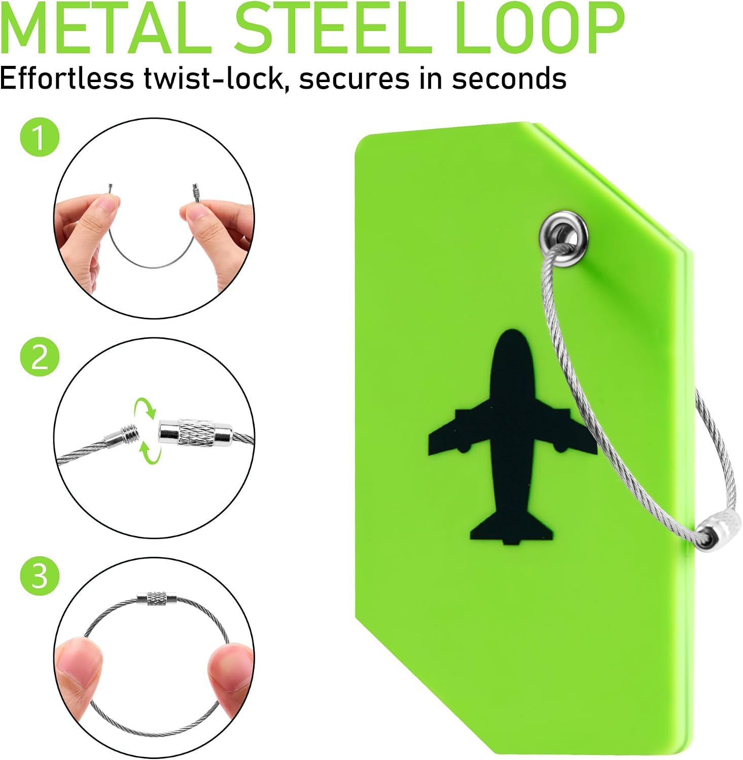 4 Pack Silicone Luggage Tag for Suitcases, Travel Bags TSA Approved, Green - Image 2