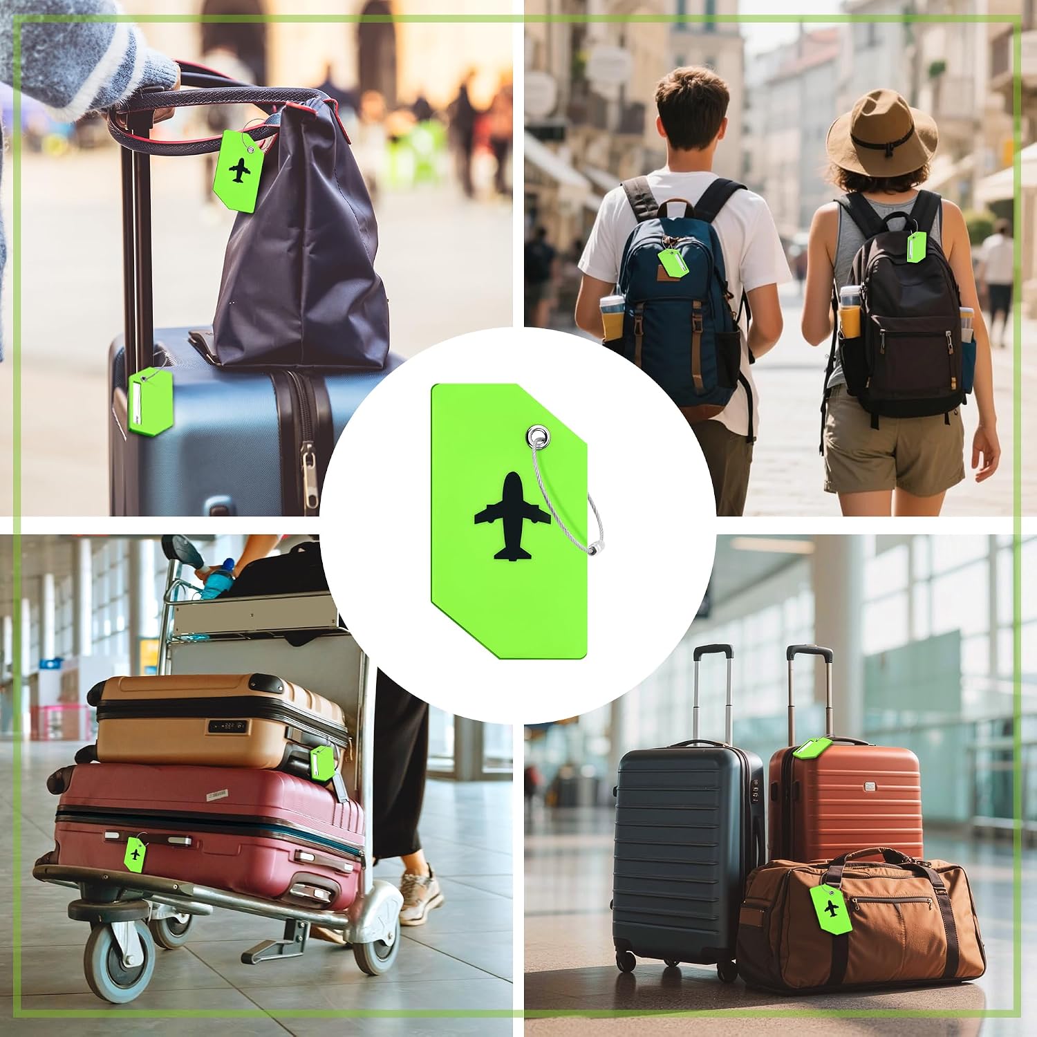 4 Pack Silicone Luggage Tag for Suitcases, Travel Bags TSA Approved, Green - Image 6